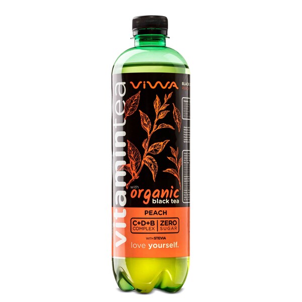 Refresco Vitamin Té Negro Con Melocotón Zero Viwa Botella 60 Cl.