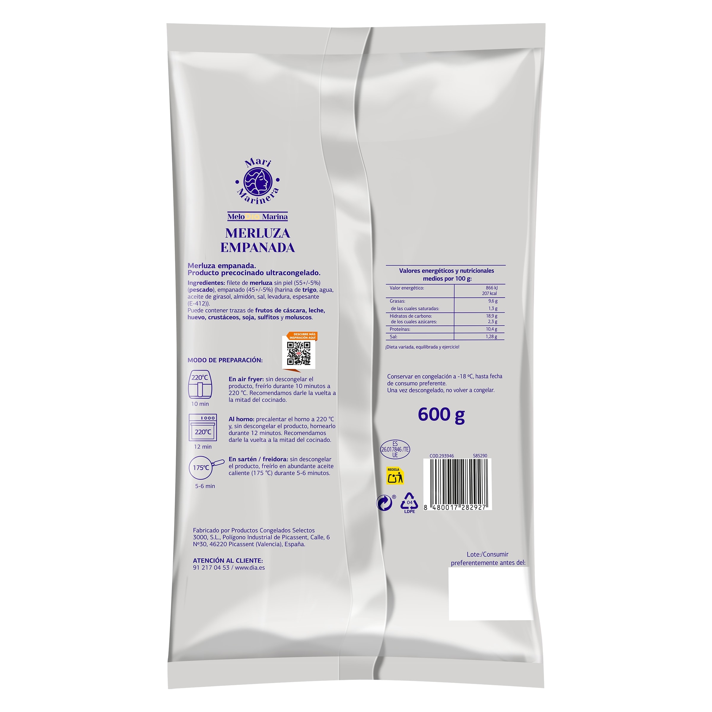Filetes de merluza empanados Dia Mari Marinera 600 g