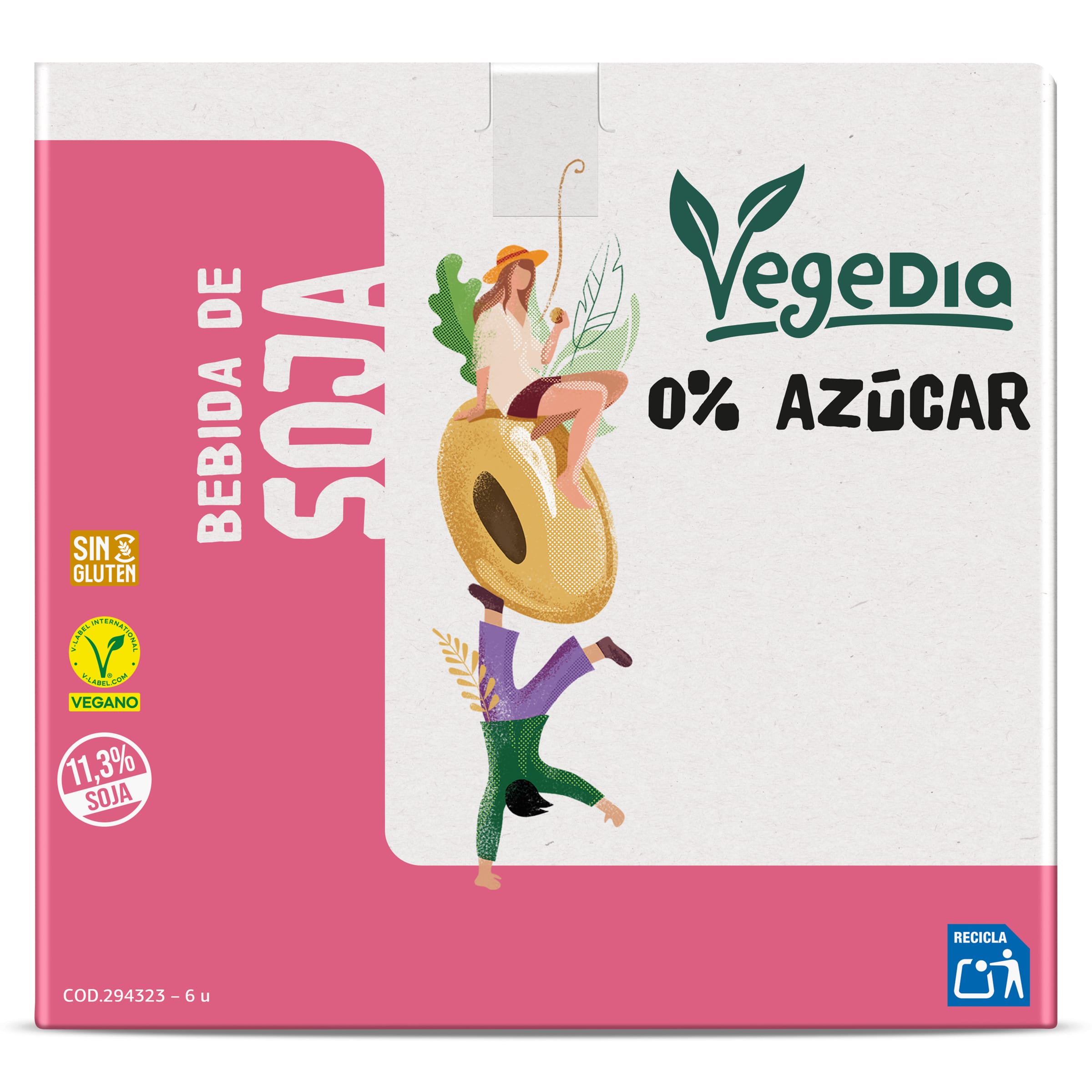 Bebida de soja 0% azúcares Dia Vegedia pack 6 x 1 L