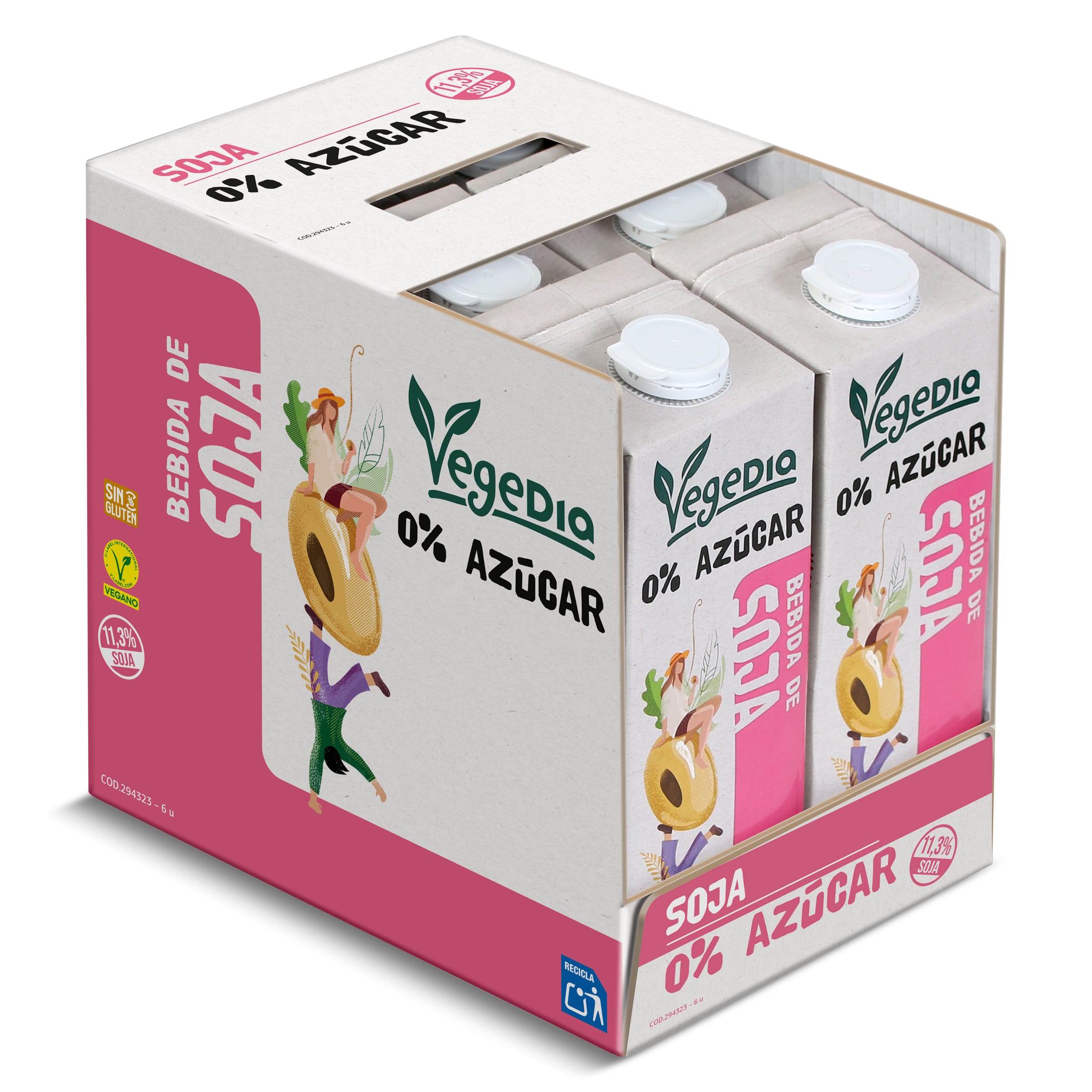 Bebida de soja 0% azúcares Dia Vegedia pack 6 x 1 L