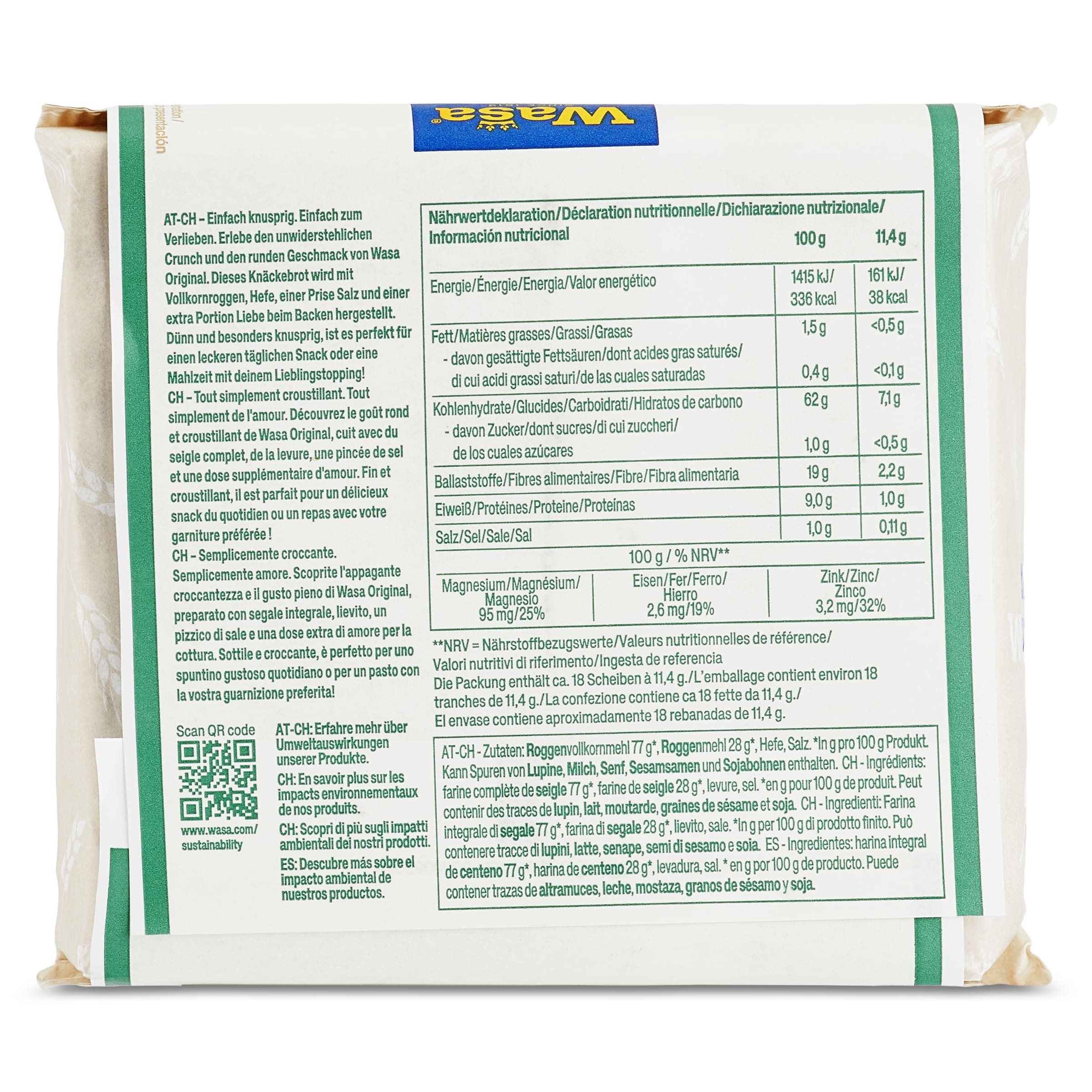 Pan tostado de centeno original Wasa 205 g
