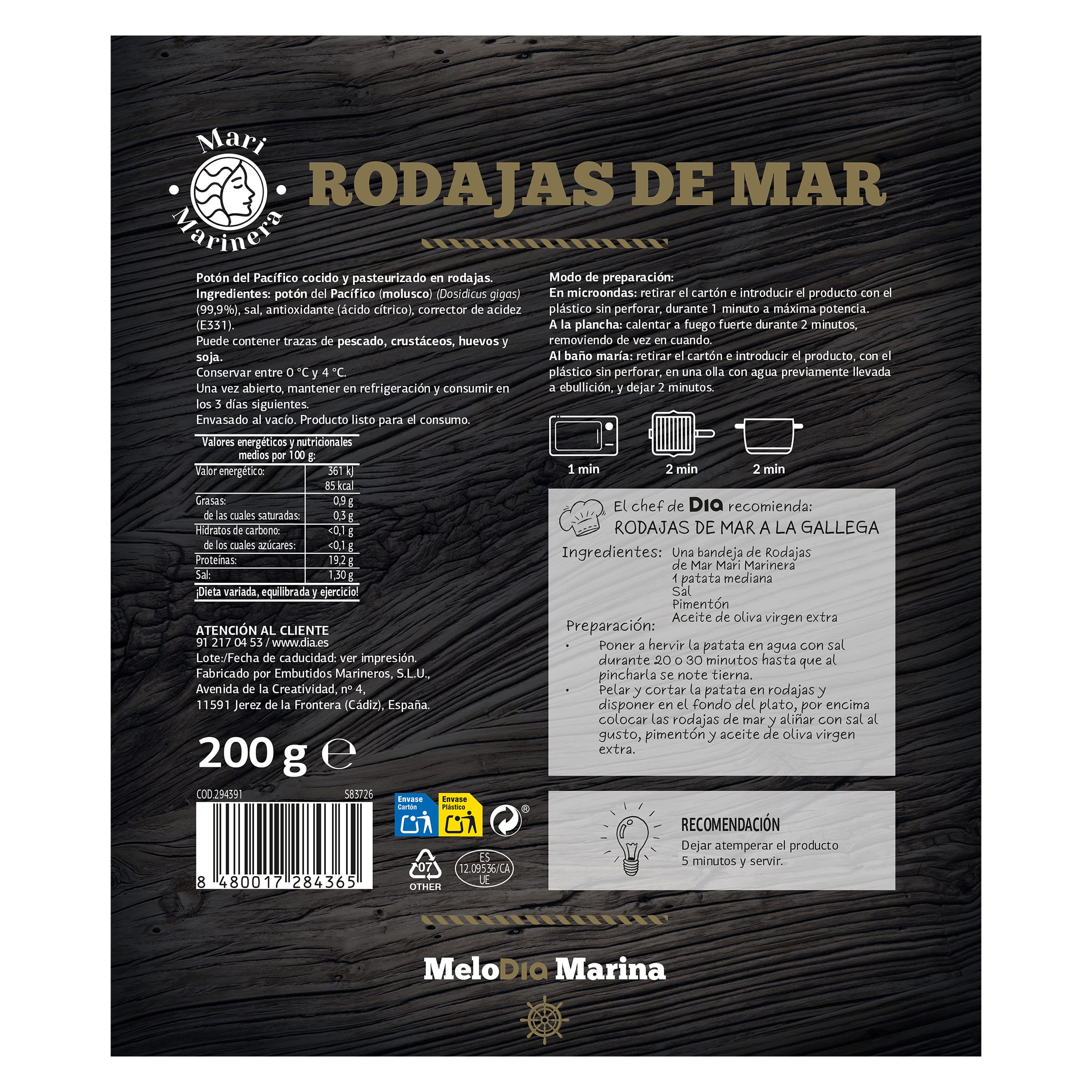 Potón cocido en rodajas Dia Mari Marinera 200 g