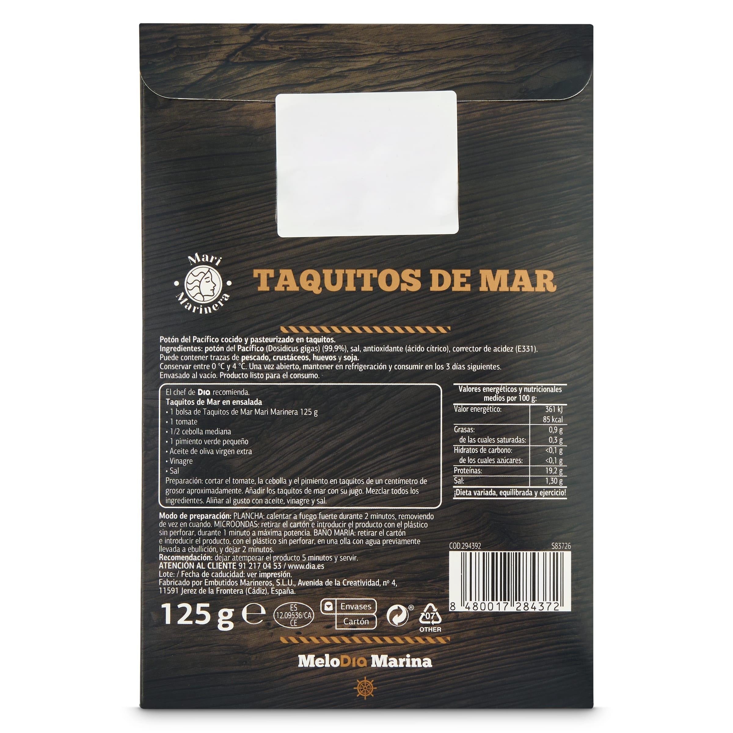 Taquitos de mar cocidos Dia Mari Marinera 125 g