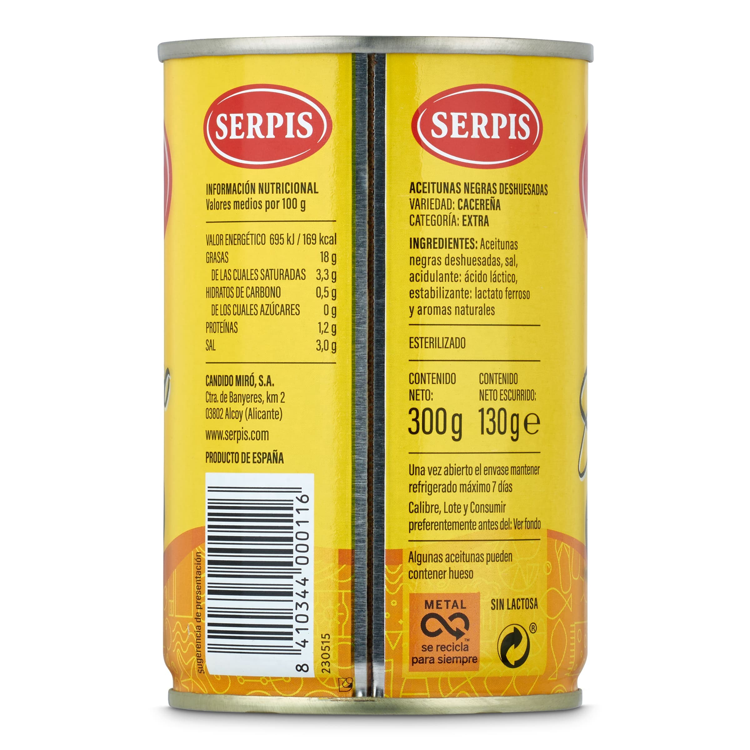 Aceitunas negras sin hueso Serpis 130 g