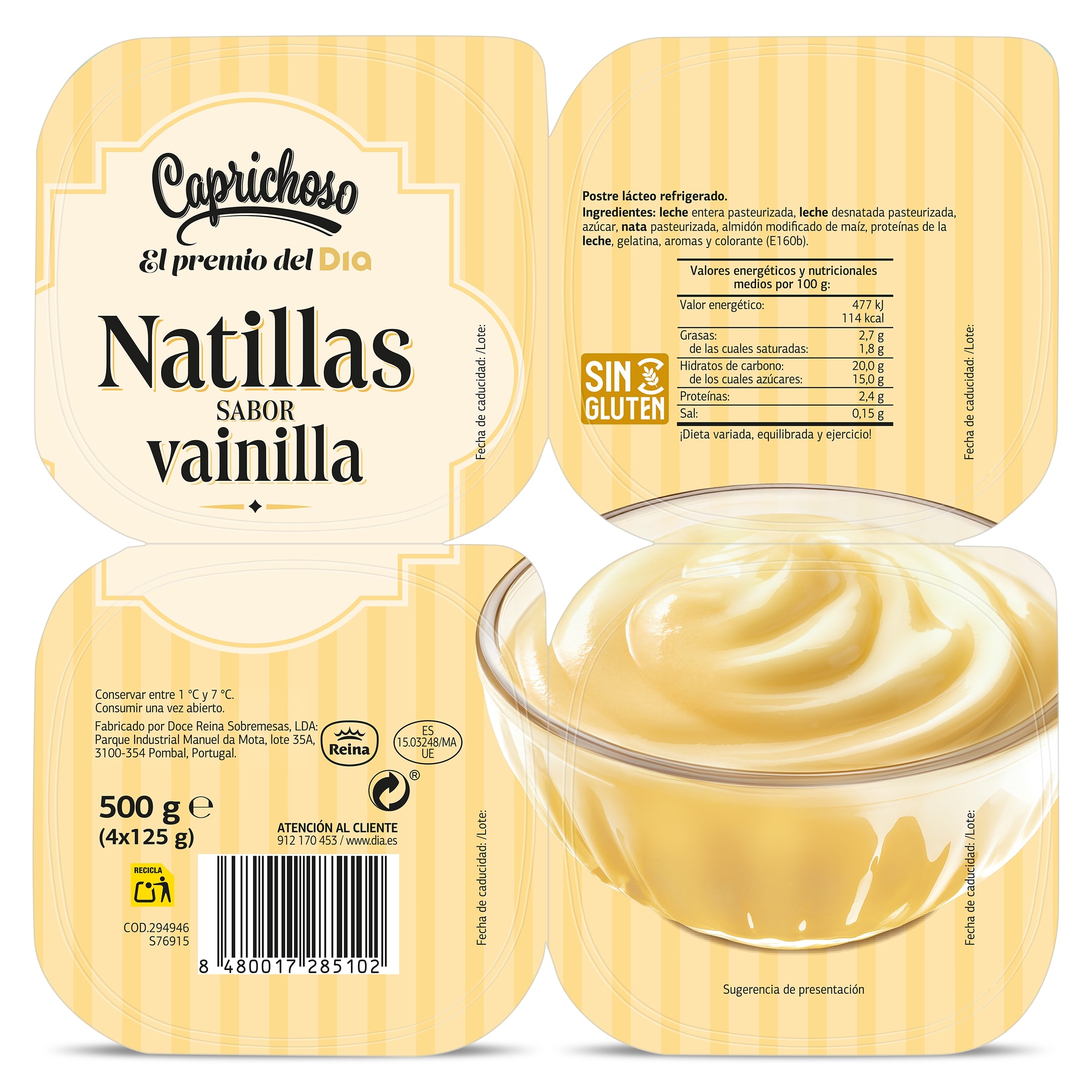 Natillas sabor vainilla Dia Caprichoso 4 x 125 g