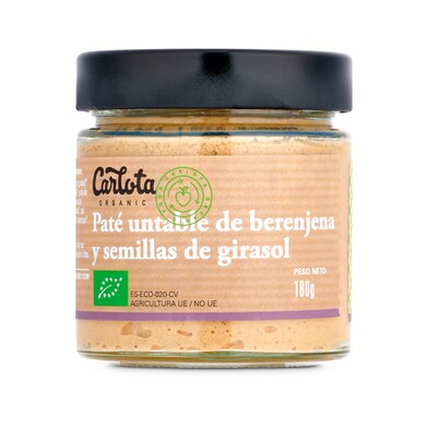 Paté de berenjena y semillas de girasol Carlota organic frasco 180 g-0 Paté de berenjena y semillas de girasol Carlota organic frasco 180 g-0
