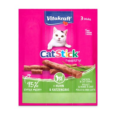 Snack para gato de pollo con hierba 3 unidades Vitakraft bolsa 18 g-0