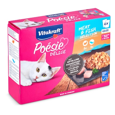 Alimento para gatos con pavo y salmón Vitakraft caja 510 g-0