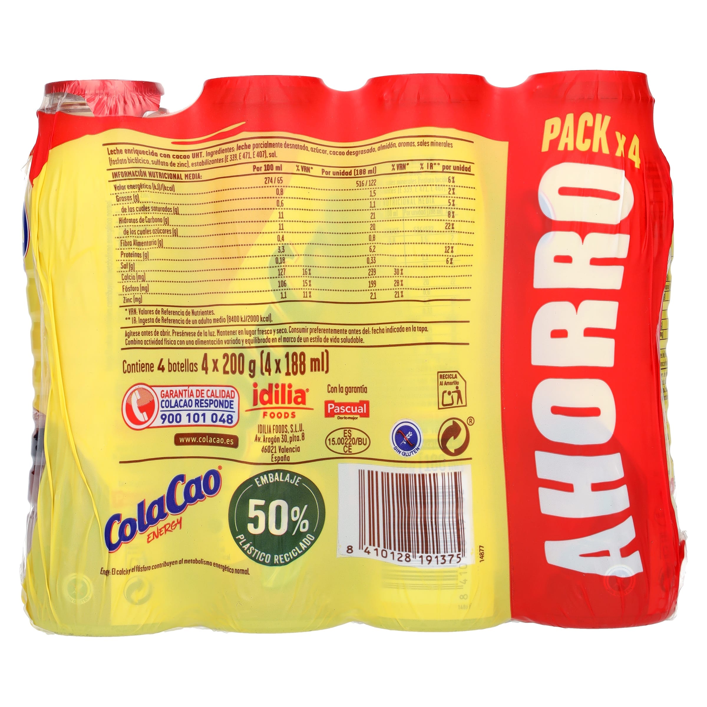 Batido de cacao energy Colacao 4 x 188 ml