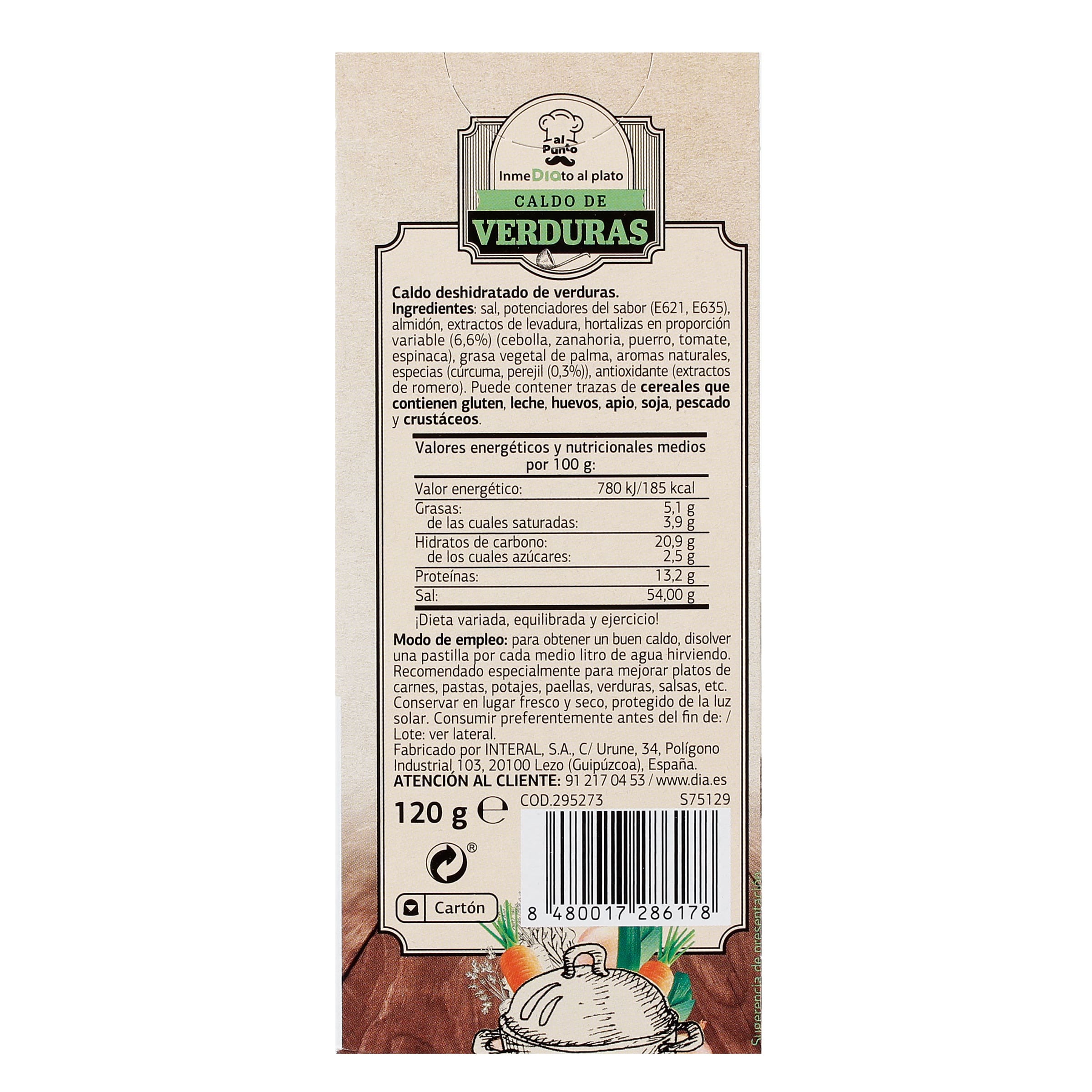 Pastillas de caldo de verduras Dia Al Punto 12 unidades