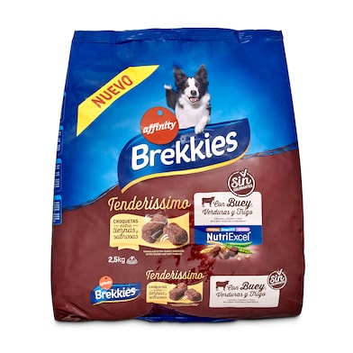 Alimento para perros adultos con buey y verduras Brekkies bolsa 2.5 Kg-0