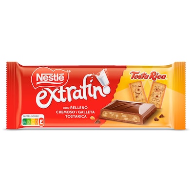 Chocolate con leche con relleno cremoso y trocitos de galleta Tosta Rica Nestlé Extrafino 84 g-0