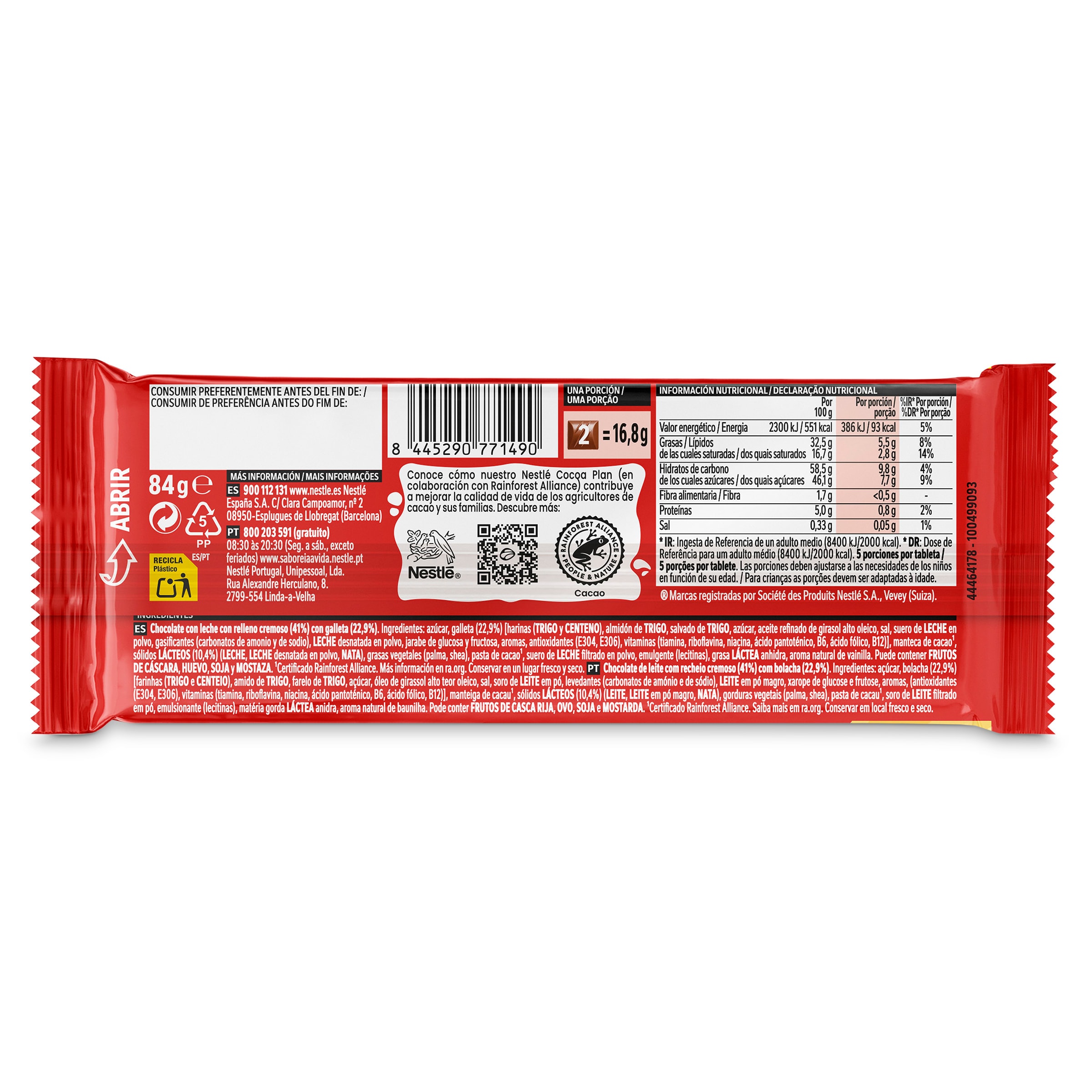 Chocolate con leche relleno de galleta Dinosaurus Nestlé Extrafino 84 g