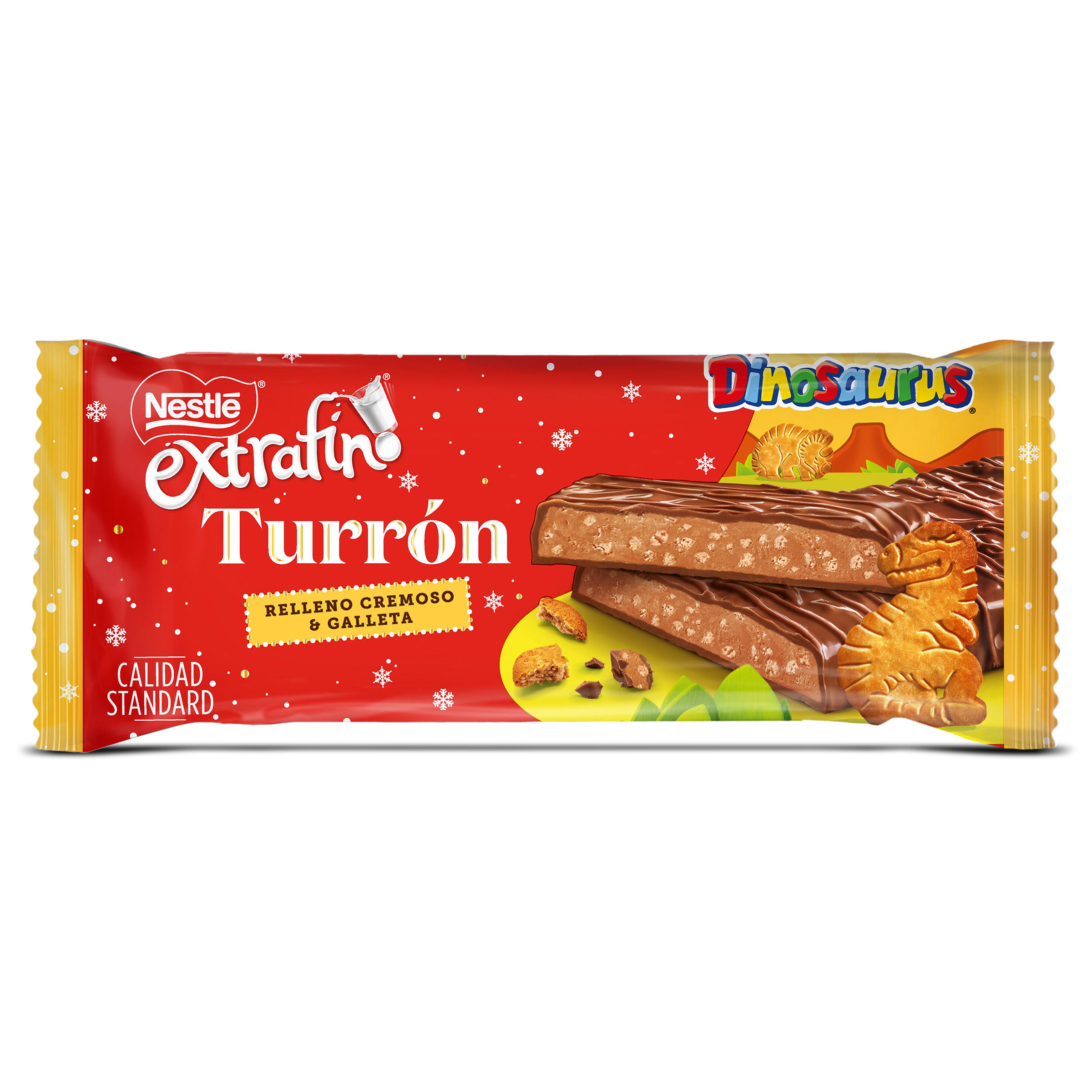 Turrón de chocolate con leche y galleta Nestlé Dinosaurus bolsa 230 g