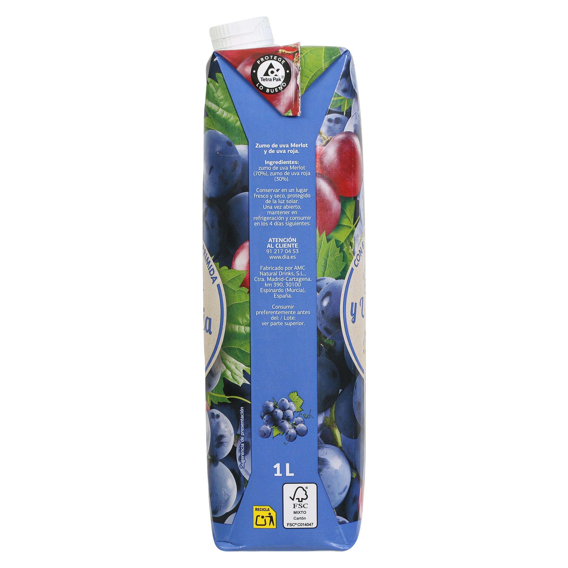 Zumo de uva Merlot y uva roja Dia Saborfera 1 L