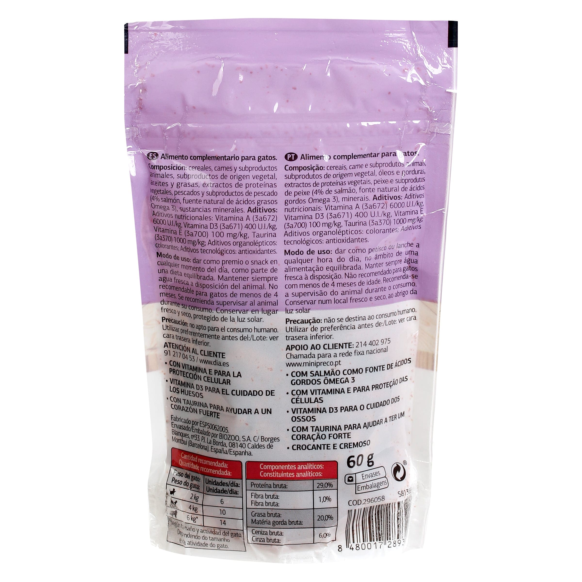 Snacks para gatos rellenos con salmón Dia Deligato 60 g
