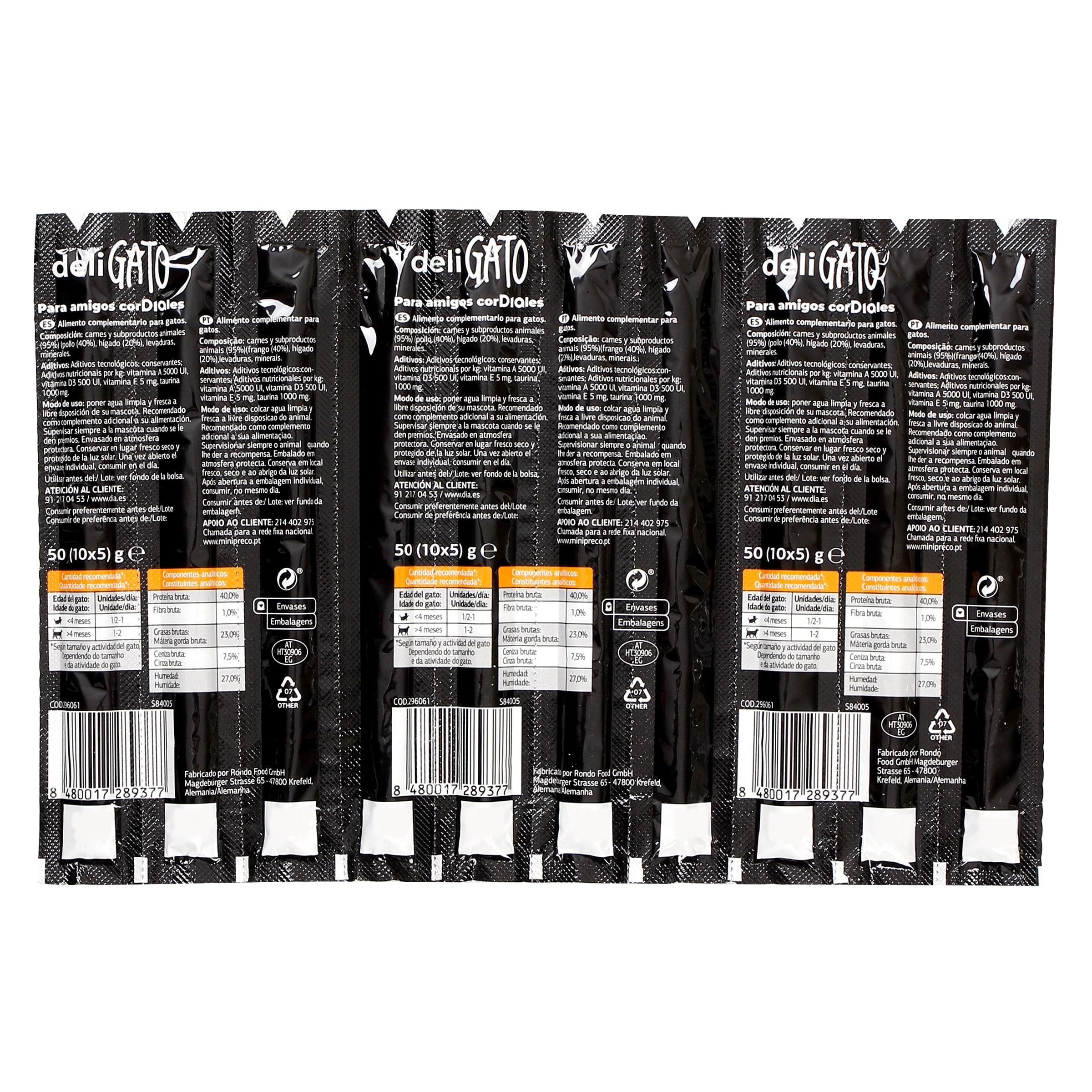 Snack para gatos sticks de pollo e hígado Dia Deligato 10 x 5 g