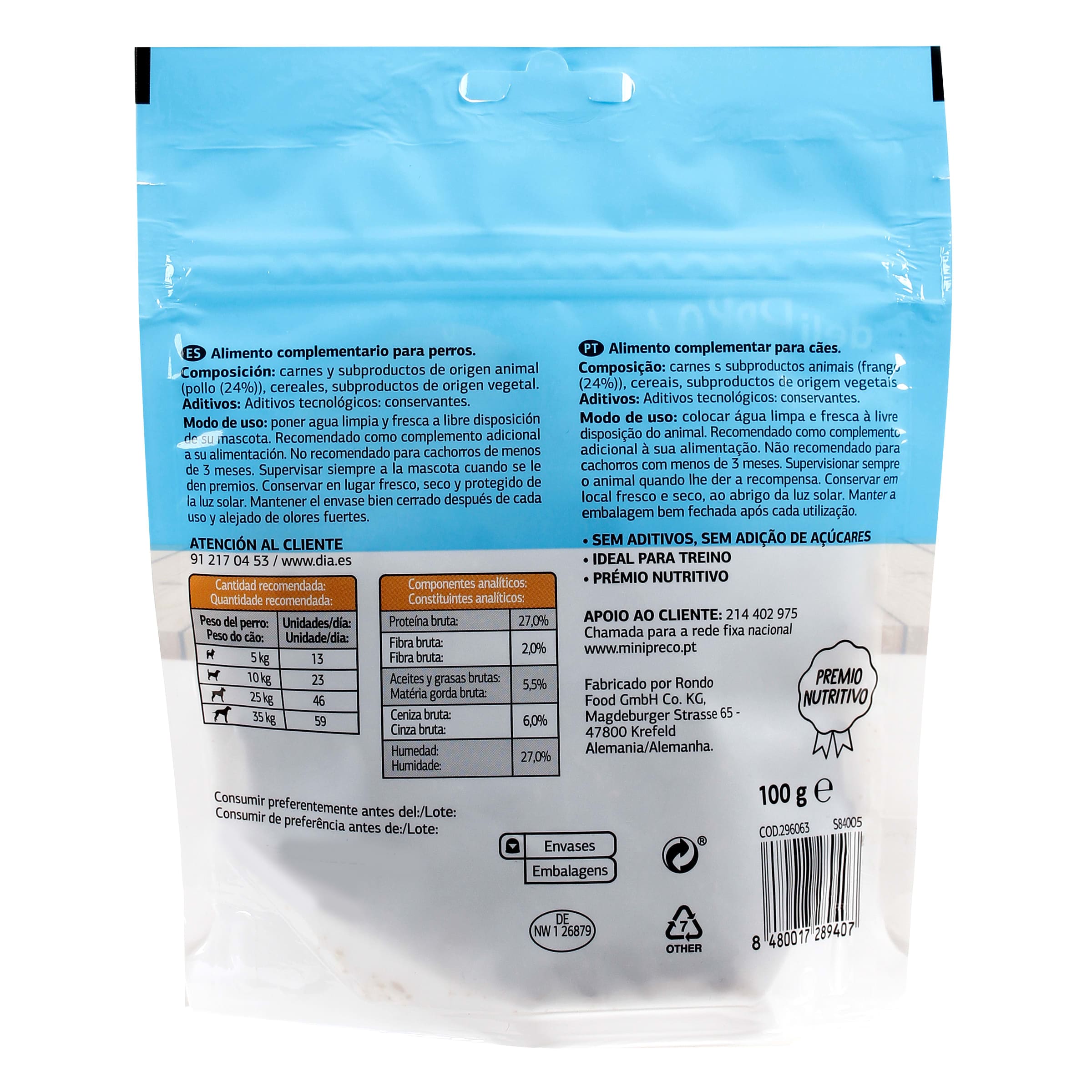 Snack para perros huesitos con pollo Dia Deliperro 100 g
