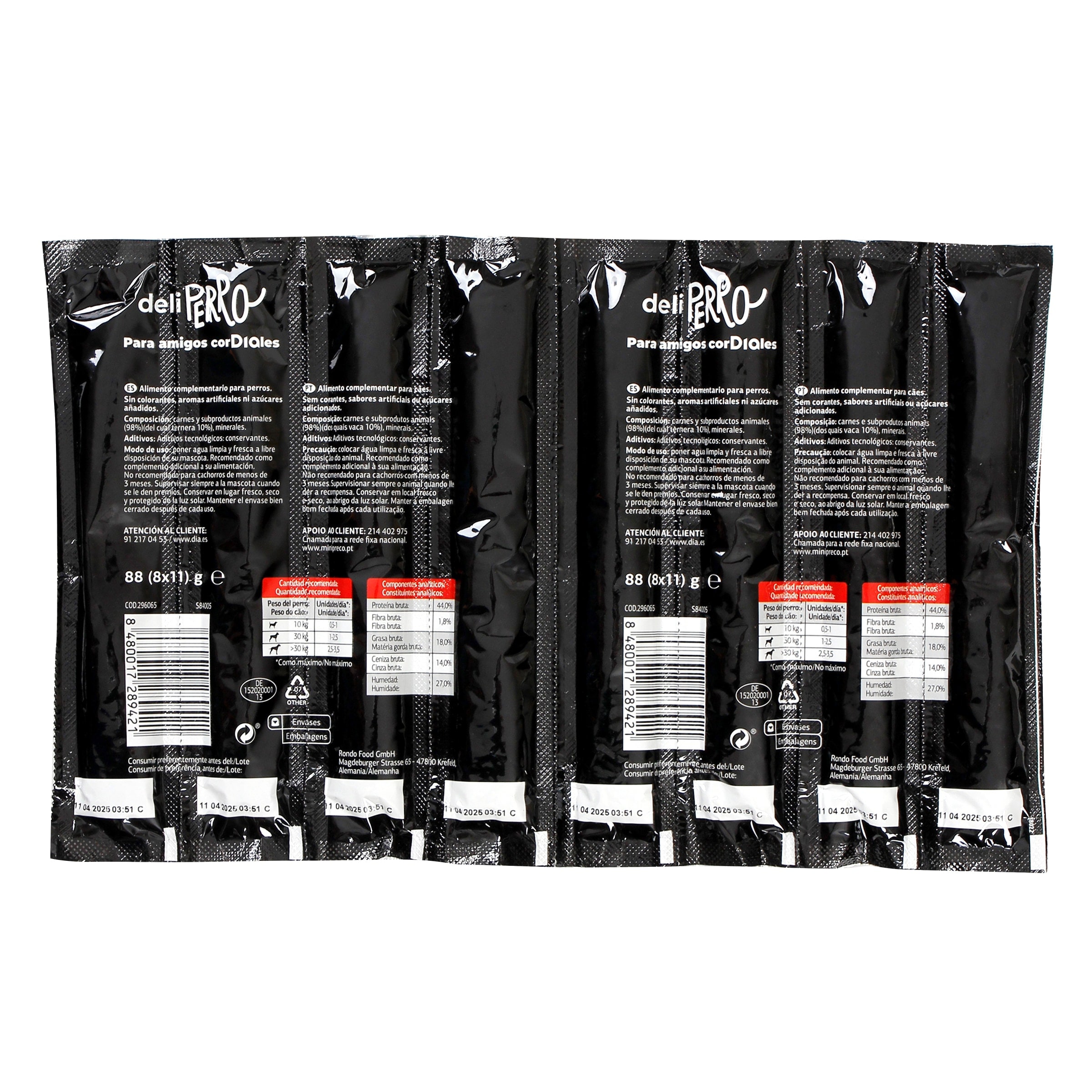 Snack para perros sticks con ternera Dia Deliperro 88 g