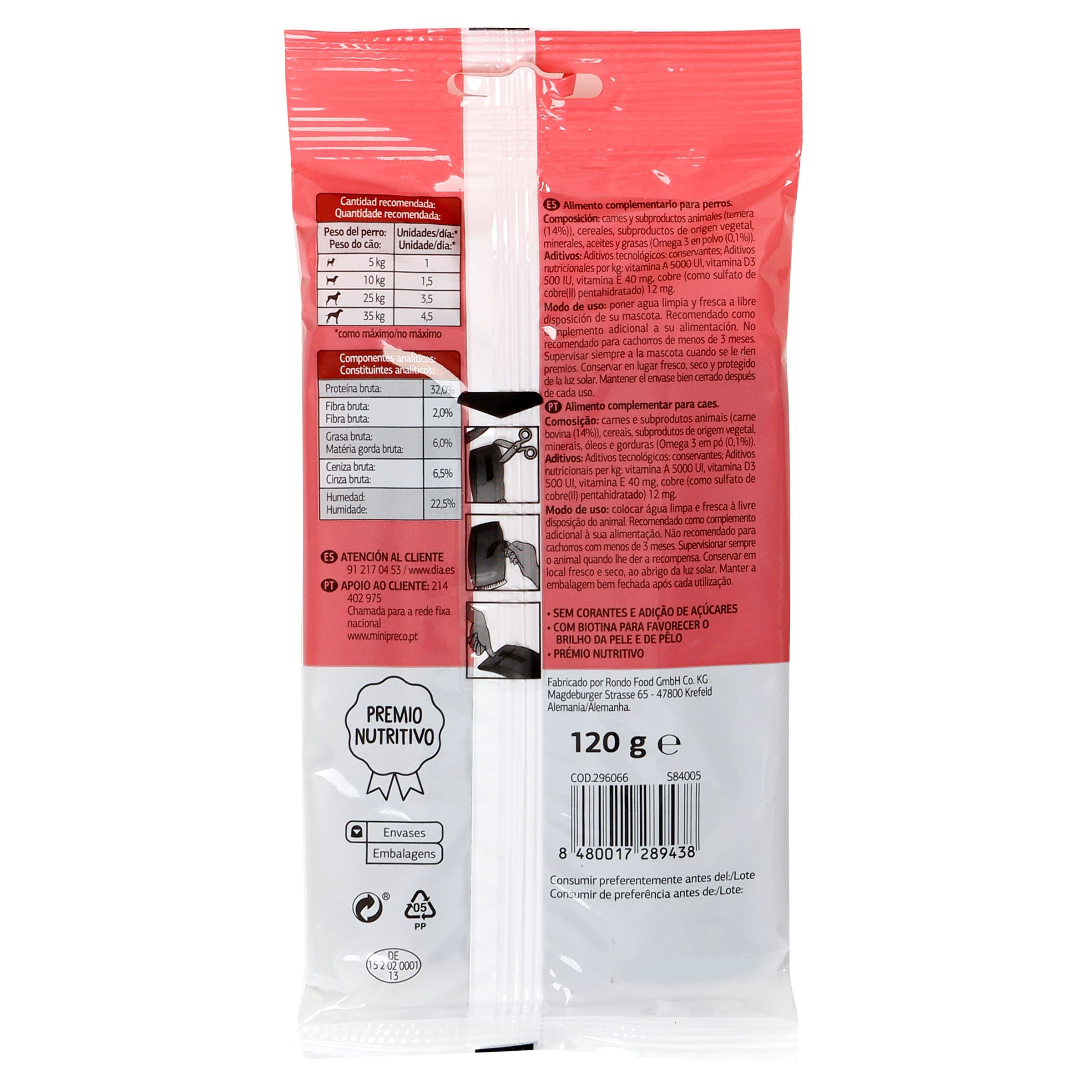 Snack para perros tiras con ternera Dia Deliperro 120 g