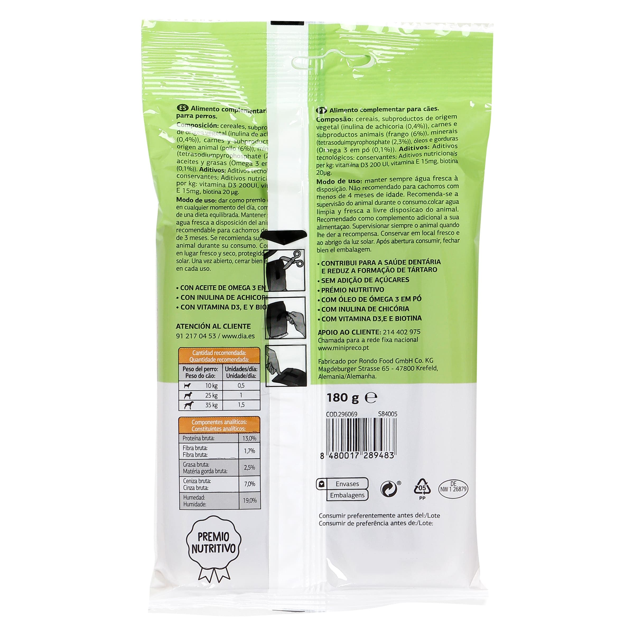 Sticks dentales para perros Dia Deliperro 180 g