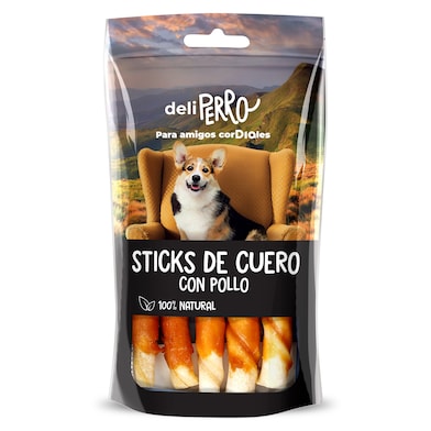 Snack para perros sticks de cuero con pollo Deliperro de Dia bolsa 80 g-0