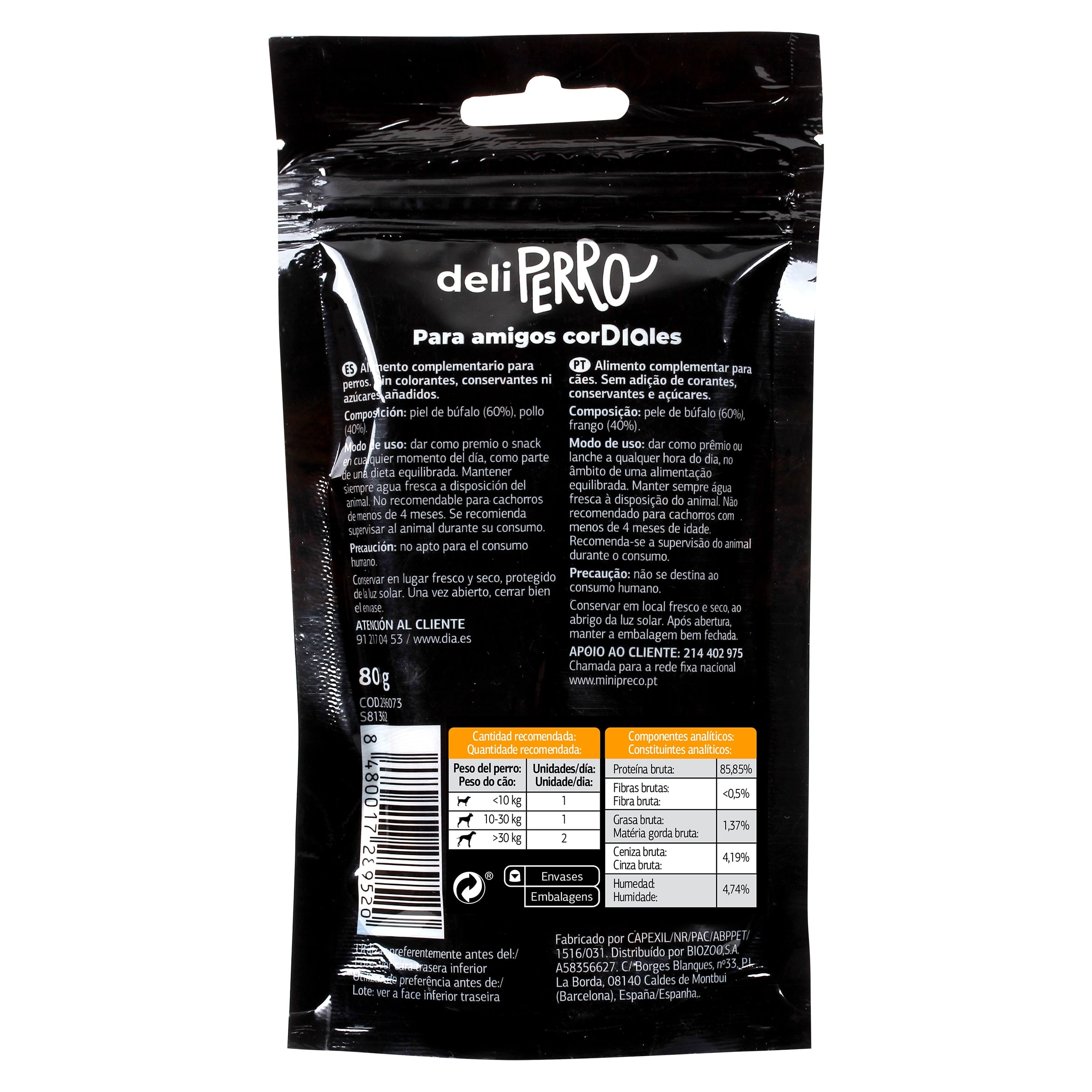 Snack para perros sticks de cuero con pollo Dia Deliperro 80 g