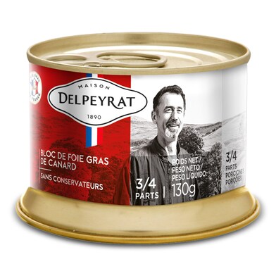 Bloc de foie gras de pato Delpeyrat lata 130 g-0 Bloc de foie gras de pato Delpeyrat lata 130 g-0