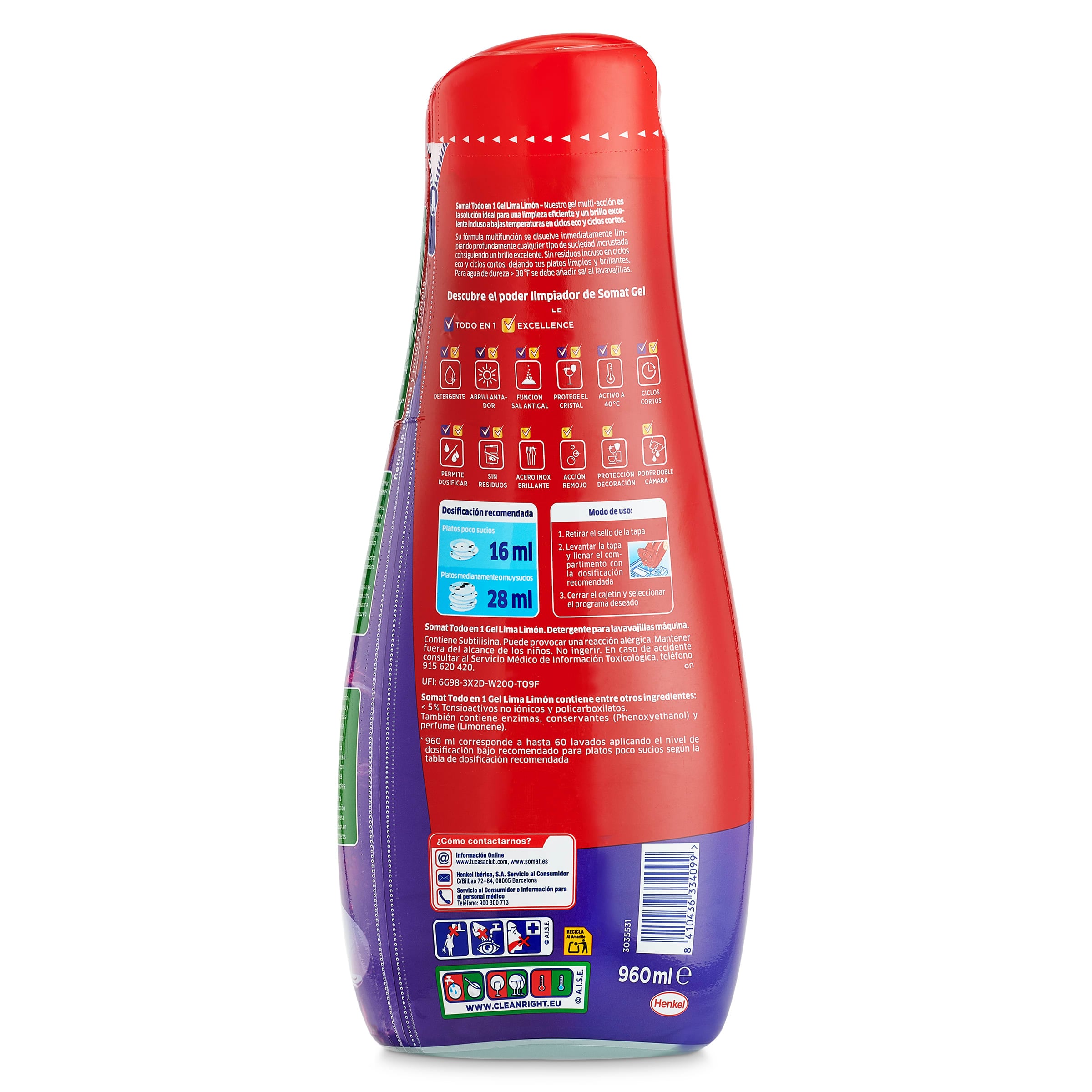 Gel para lavavajillas Somat 960 ml