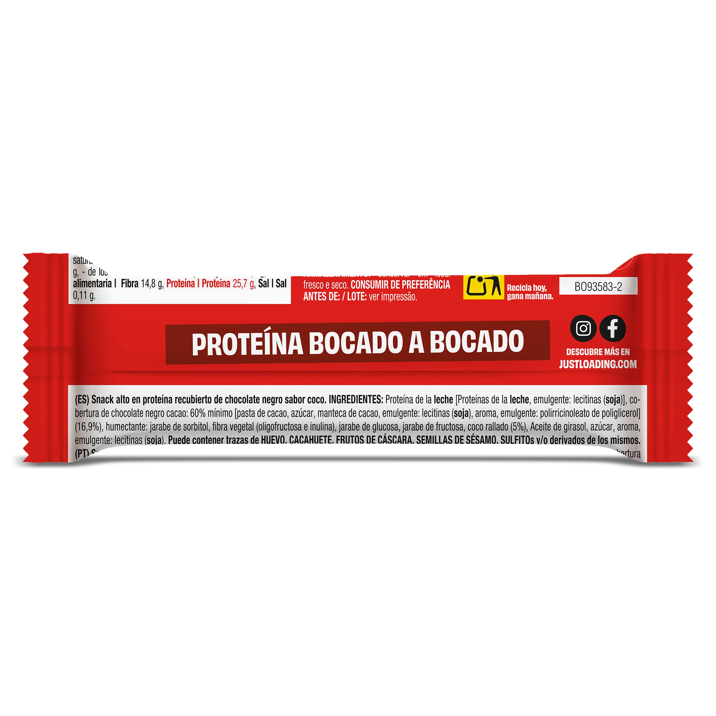 Barrita de proteínas de coco y chocolate Just loading 27 g