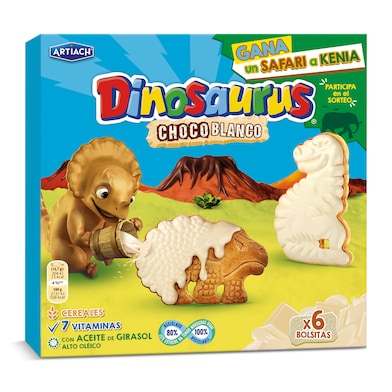 Galletas de cereales con chocolate blanco Artiach Dinosaurus caja 264 g-0