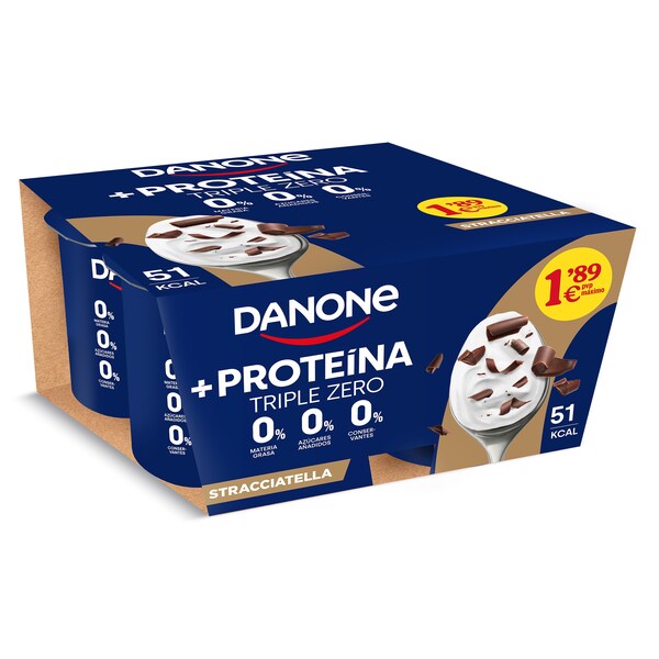 Yogur Desnatado De Proteínas Sabor Stracciatella Danone Pack 4x100 Gr.