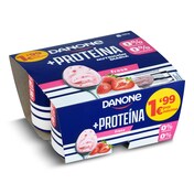 Yogur desnatado de proteínas sabor fresa Danone pack 4 x 100 g