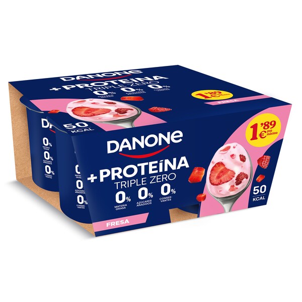 Yogur Desnatado De Proteínas Sabor Fresa Danone Pack 4 X 100 Gr.