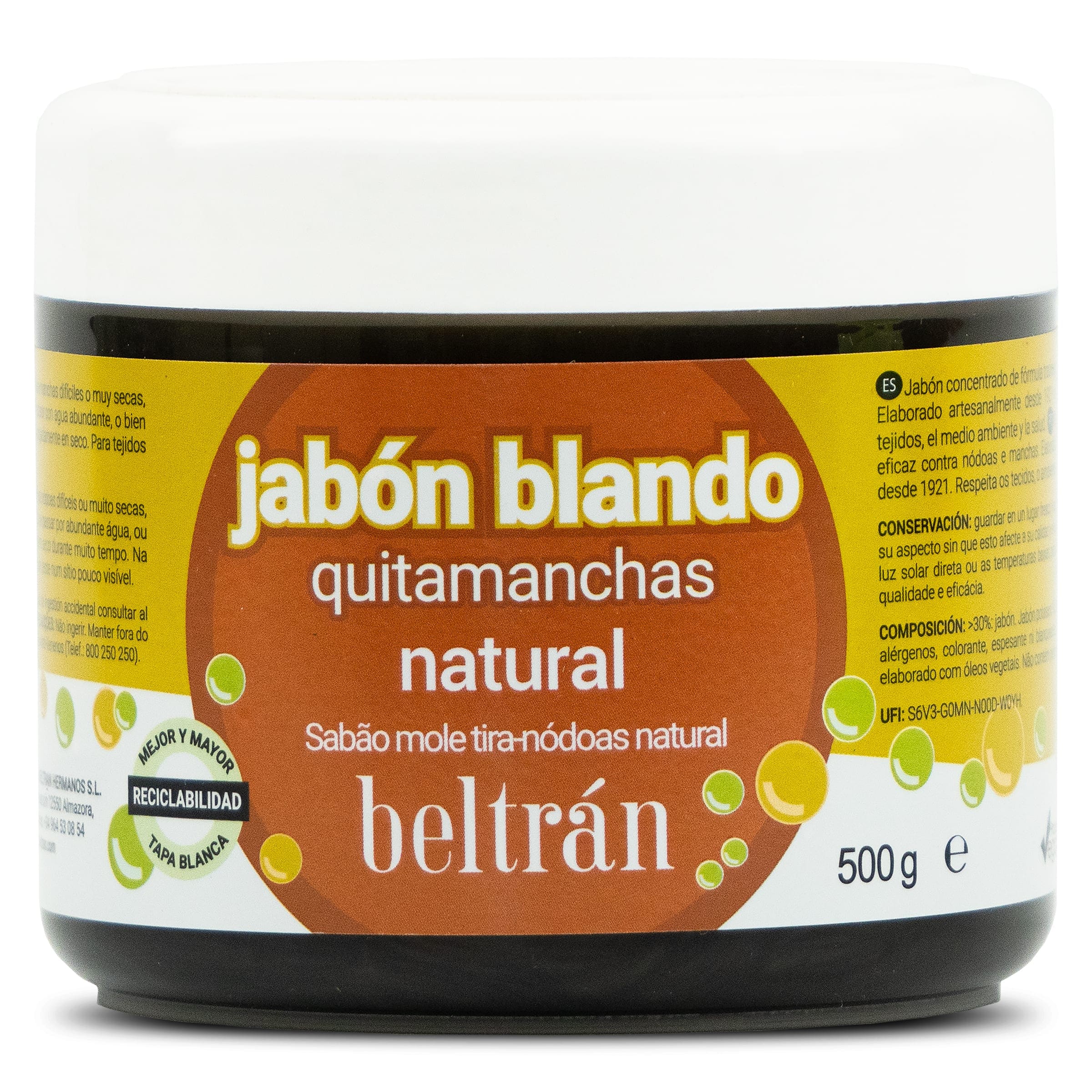 Jabón blando quitamanchas natural Beltrán bote 500 g - Supermercados DIA