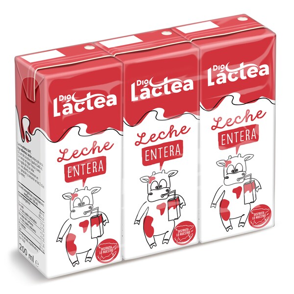 Leche Entera Mini Dia Láctea Brik 3 X 200 Ml.