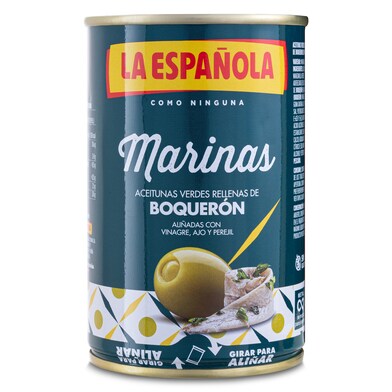Aceitunas rellenas de boquerón marinas La española lata 130 g-0 Aceitunas rellenas de boquerón marinas La española lata 130 g-0