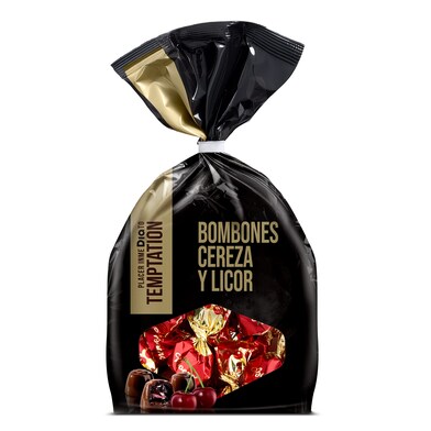 Bombones de chocolate negro rellenos de cereza y licor Temptation de Dia bolsa 320 g-0 Bombones de chocolate negro rellenos de cereza y licor Temptation de Dia bolsa 320 g-0