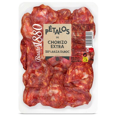 Pétalos de chorizo extra 50% duroc Boadas sobre 80 g-0