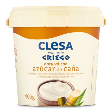 Yogur griego natural con azúcar de caña Clesa bote 900 g-0 Yogur griego natural con azúcar de caña Clesa bote 900 g-0