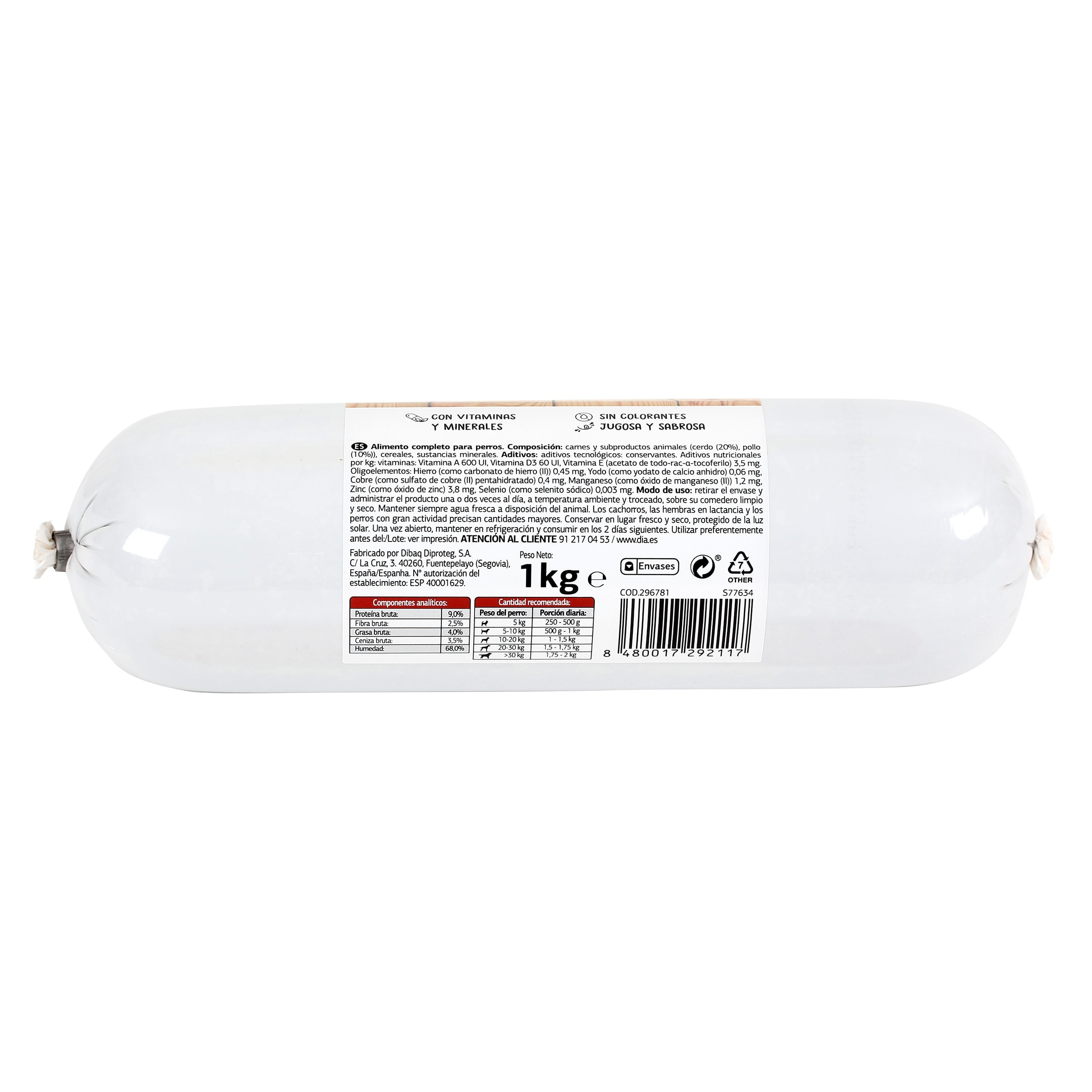 Salchicha para perros con cerdo y pollo Dia Deliperro 1 Kg