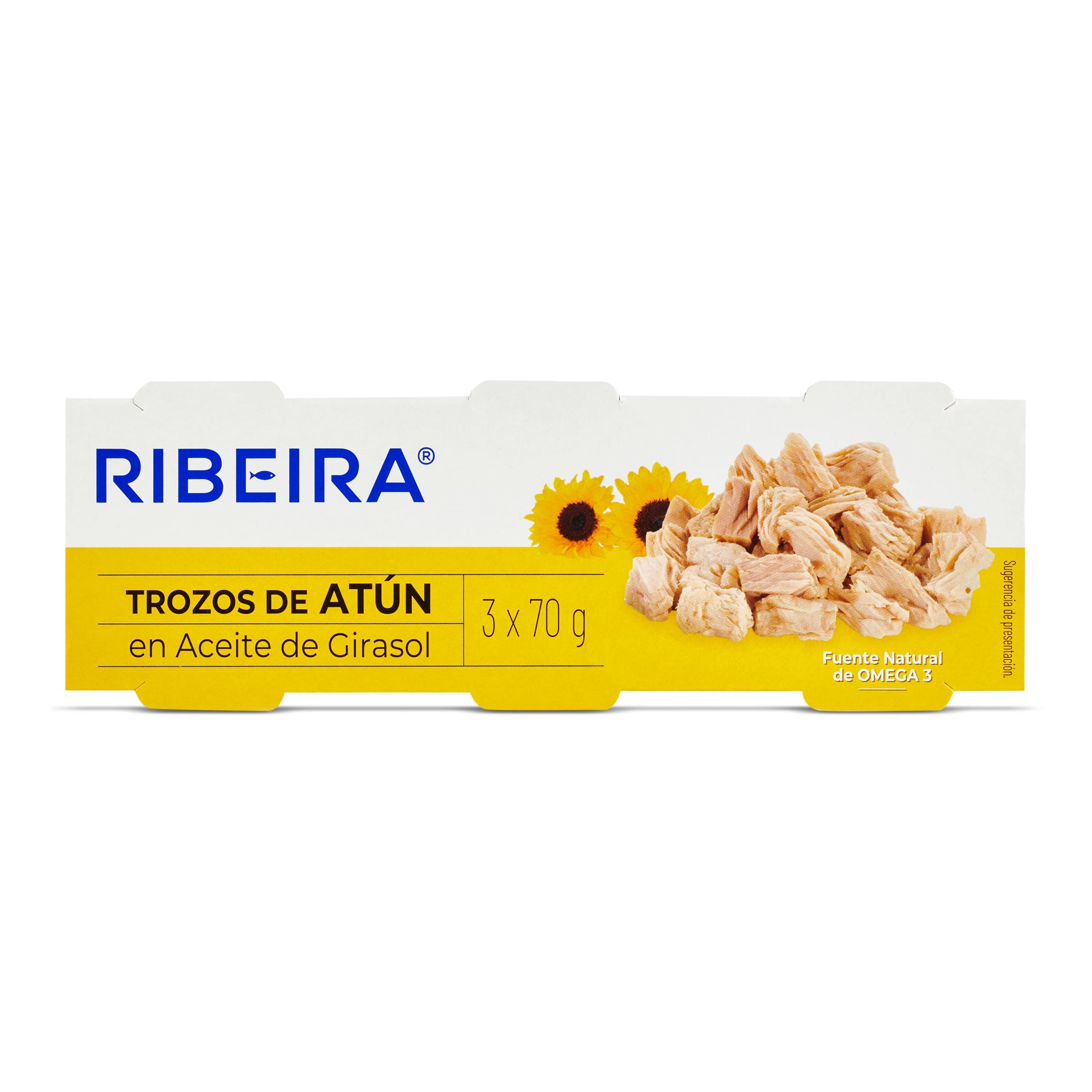Trozos de atún en aceite de girasol Ribeira 3 x 52 g