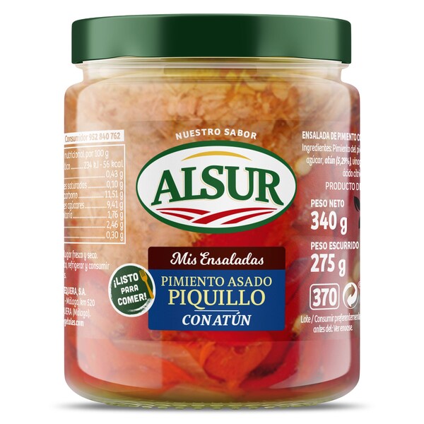 Ensalada De Pimientos Piquillo Asados Con Atún Alsur Bandeja 275 Gr.