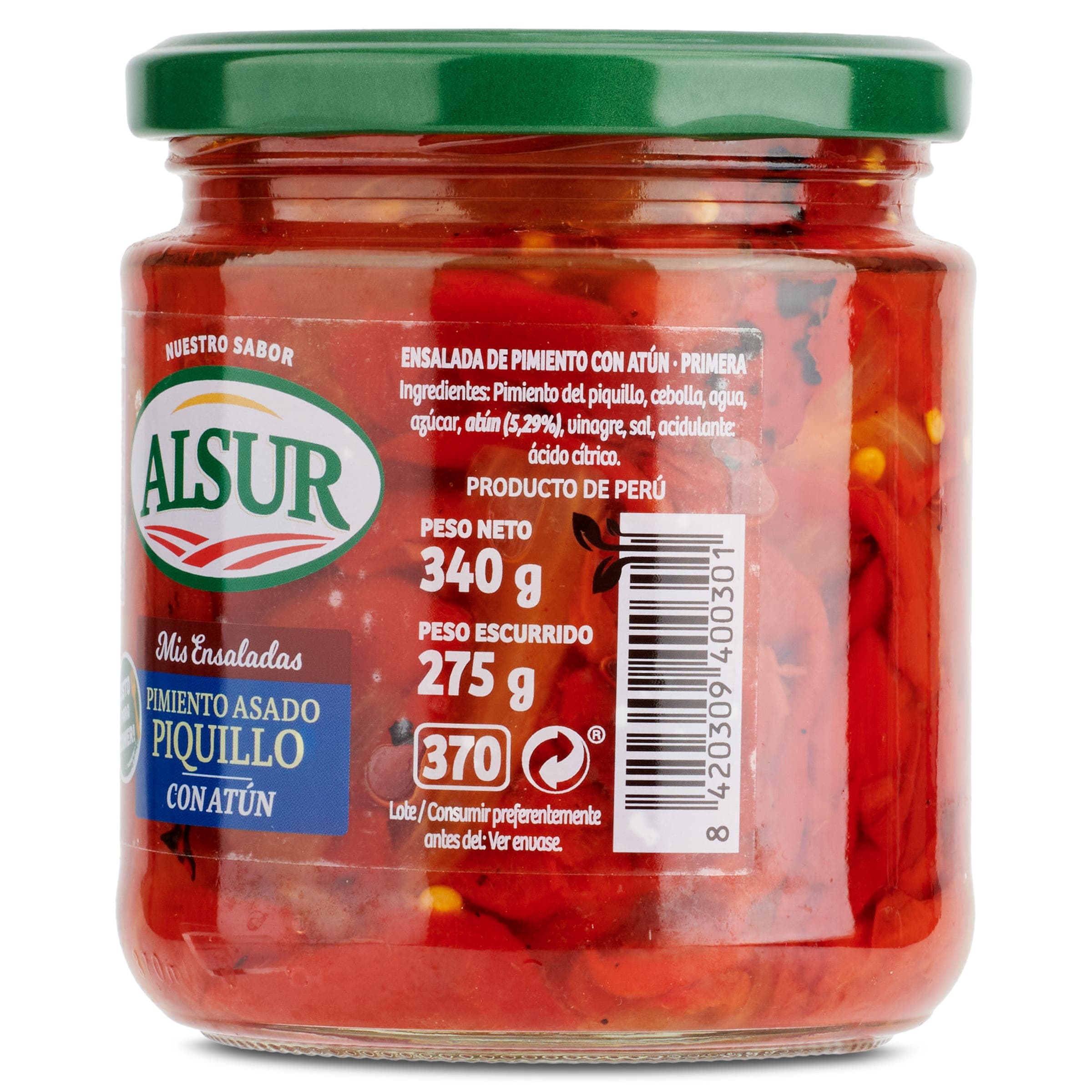 Ensalada de pimientos del piquillo con atún Alsur 275 g