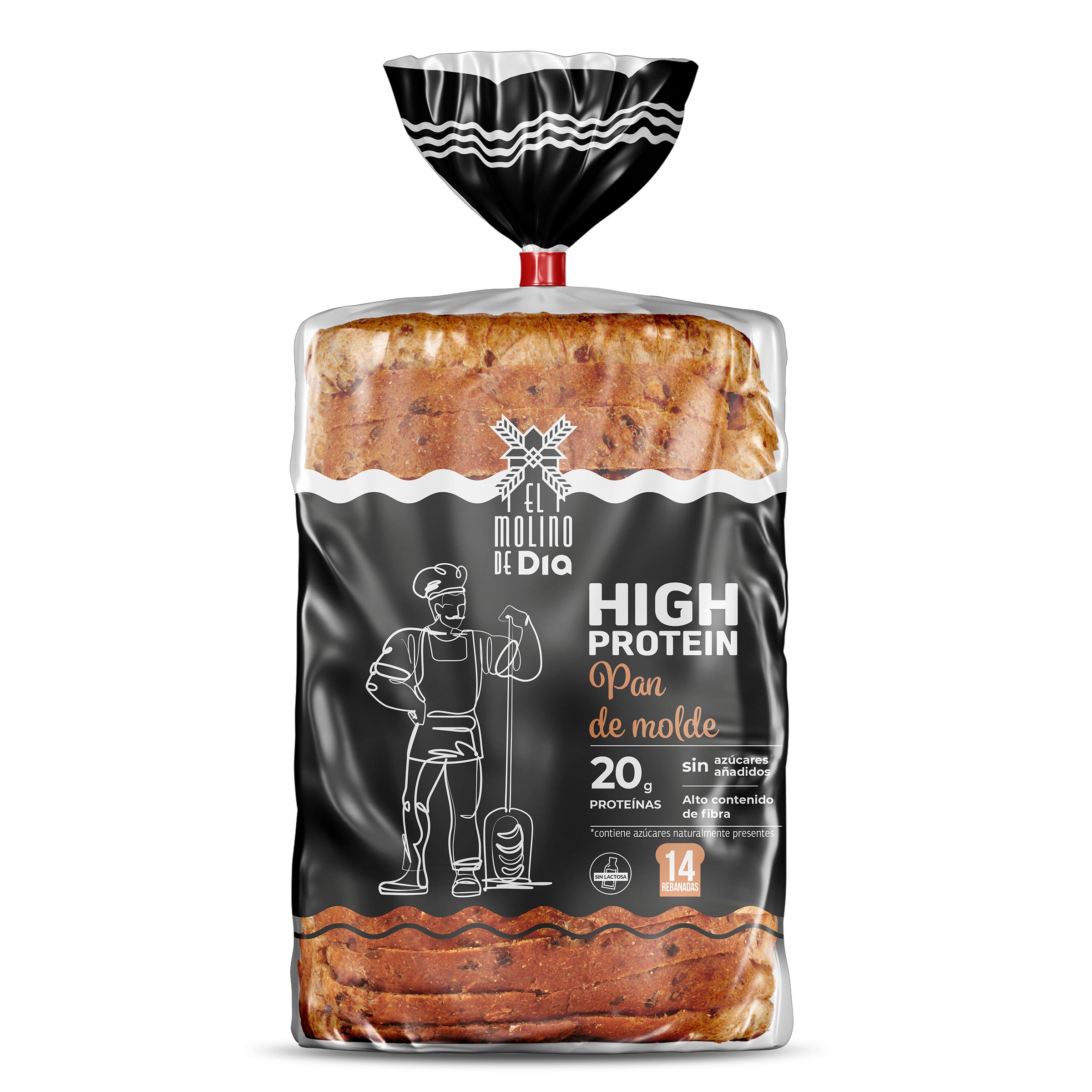 Pan de molde alto en proteínas El molino de Dia bolsa 400 g - Supermercados  DIA