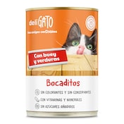 Alimento para gatos bocaditos con buey y verduras Deligato Dia lata 400 g