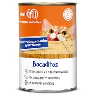alimento para gatos bocaditos con trucha salmon y verduras 400 g