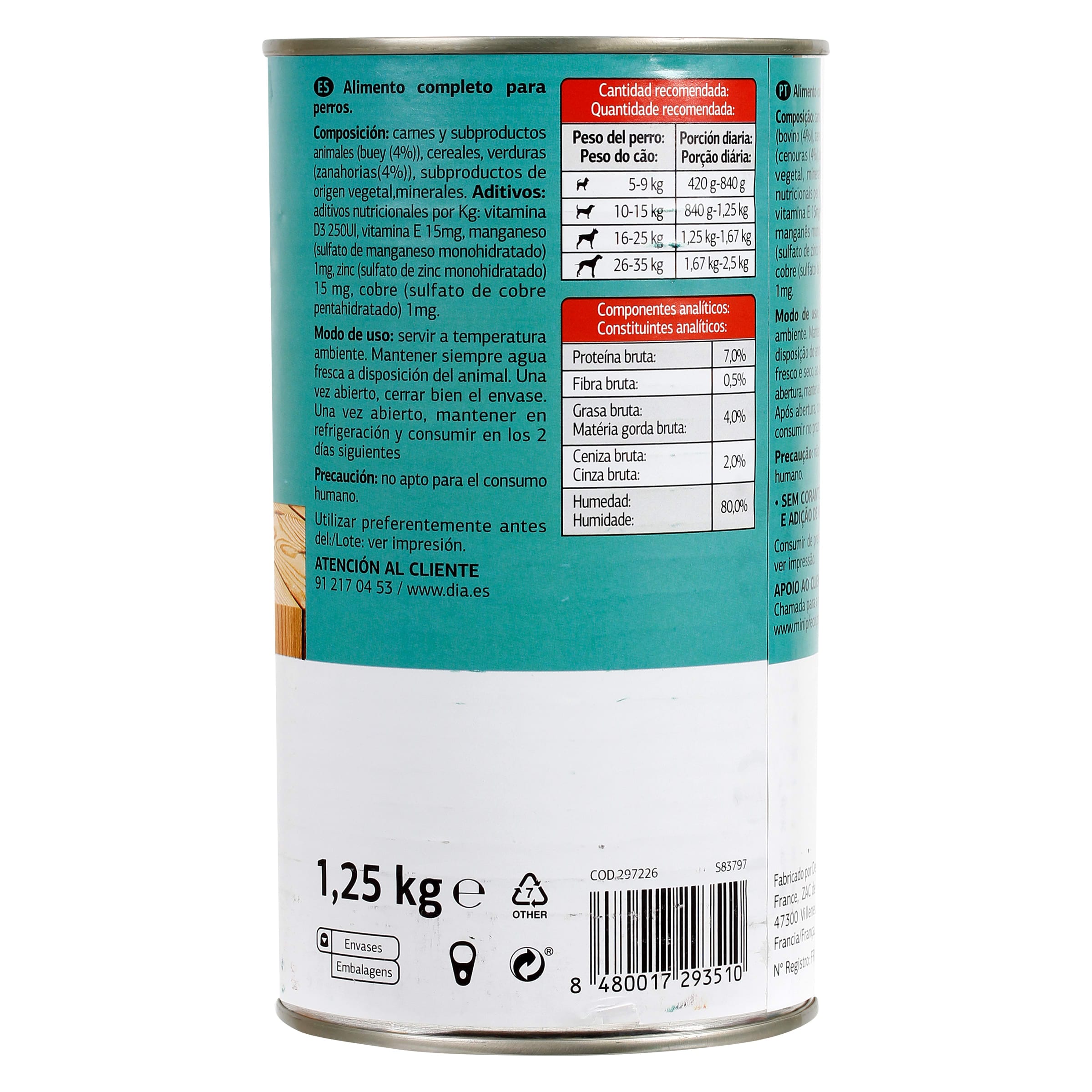 Alimento para perros trozos en salsa con buey y verduras Dia Deliperro 1.25 Kg