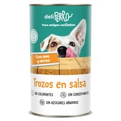 Alimento para perros trozos en salsa con ave y arroz Deliperro de Dia lata 1.25 Kg