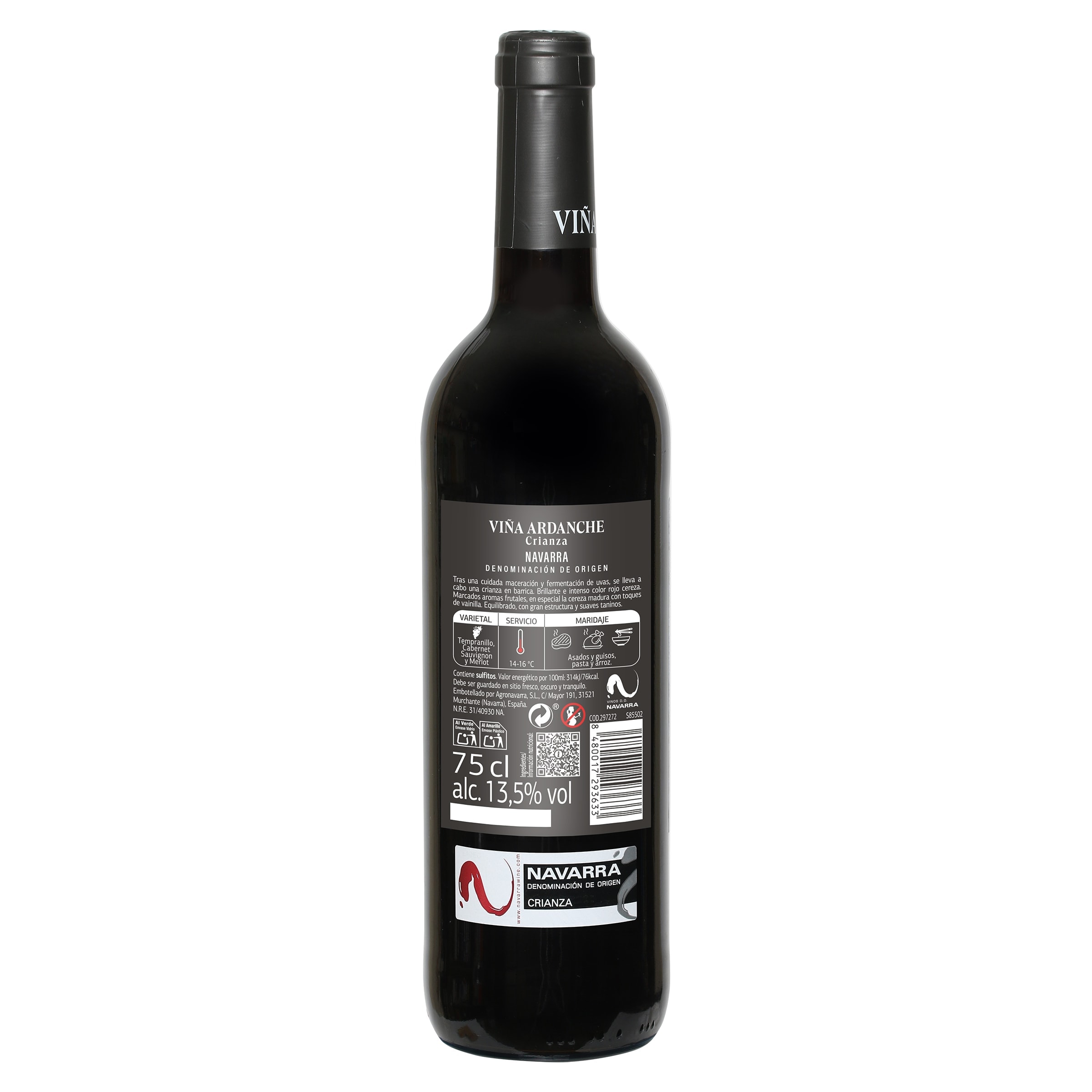 Vino tinto crianza D.O. Navarra Viña Ardanche 75 cl